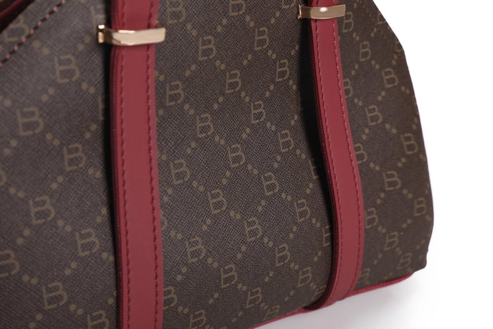 Lucky Bees Bolso de Mano Marrón y Rojo Claret